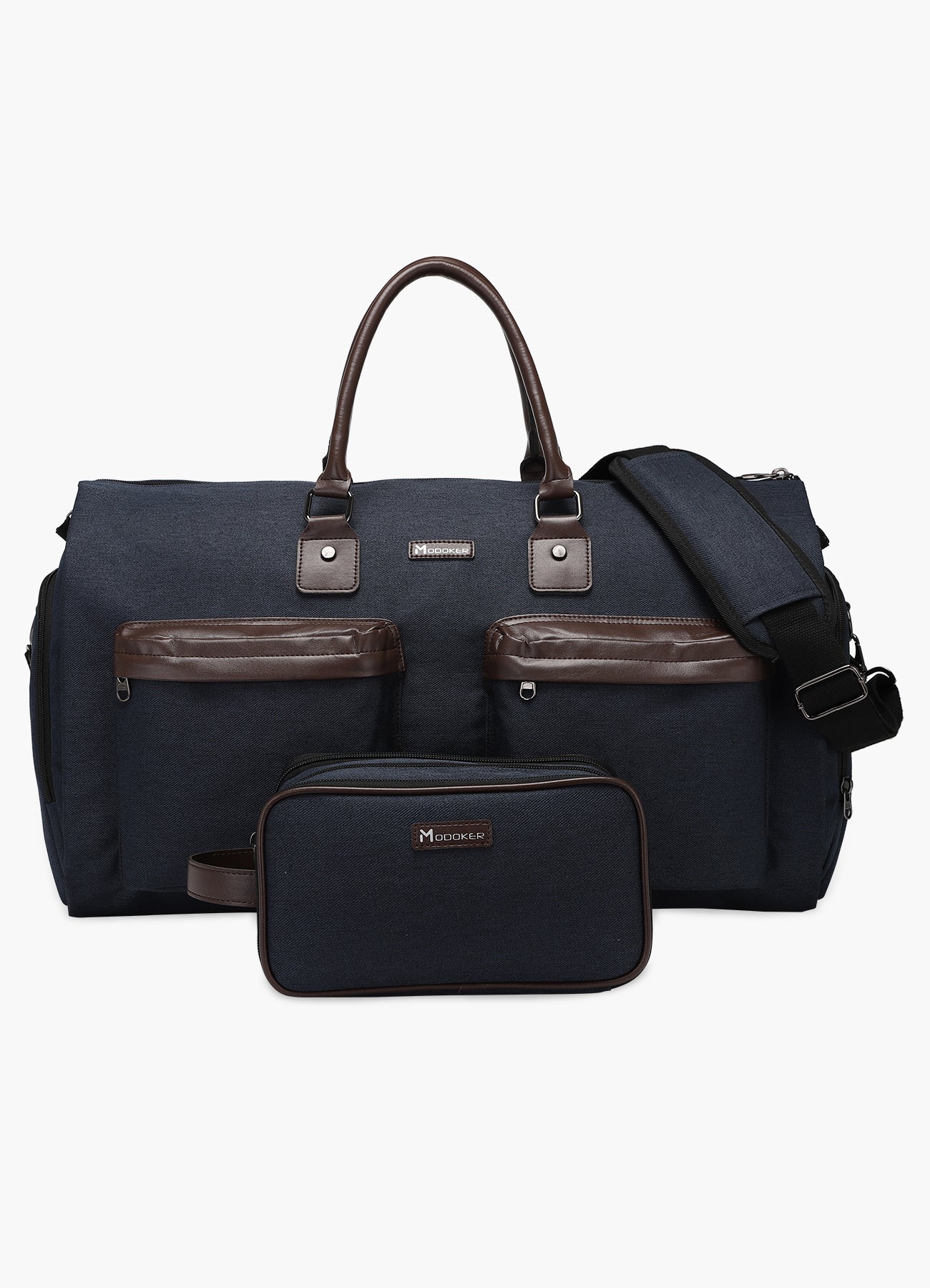 heavy duty men's garment bag for travel Modoker Convertible Garment Bag with Toiletry Bag For Travel Black