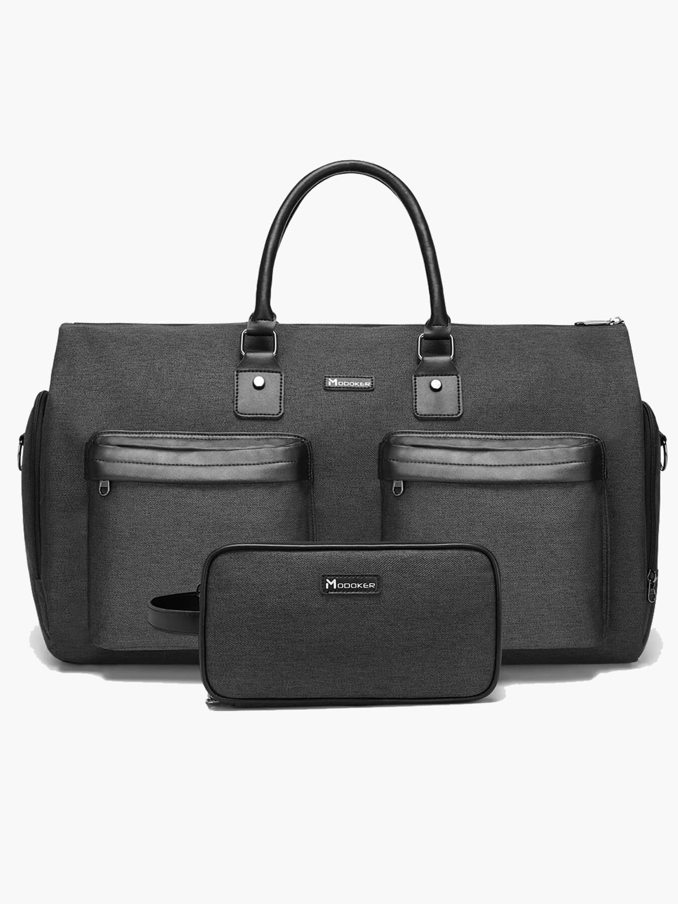 heavy duty men's garment bag for travel Modoker Convertible Garment Bag with Toiletry Bag For Travel Black
