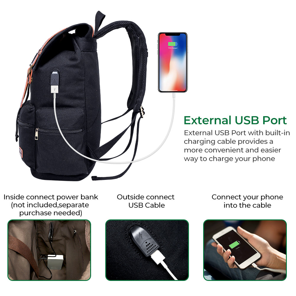 Designer Backpack External USB Charge Backpacks 15