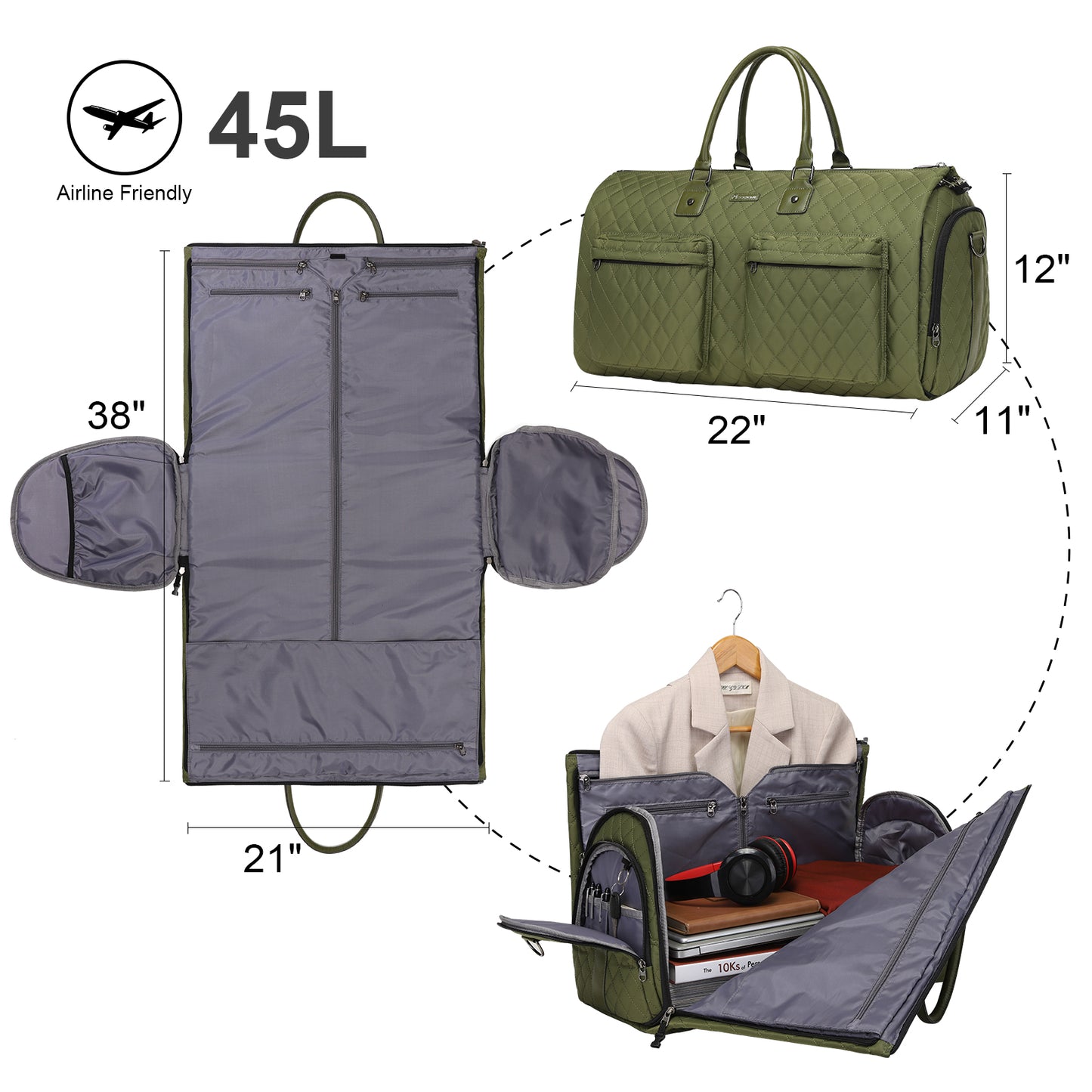 Waterproof Carry On Garment Bag Garment Duffel Bag