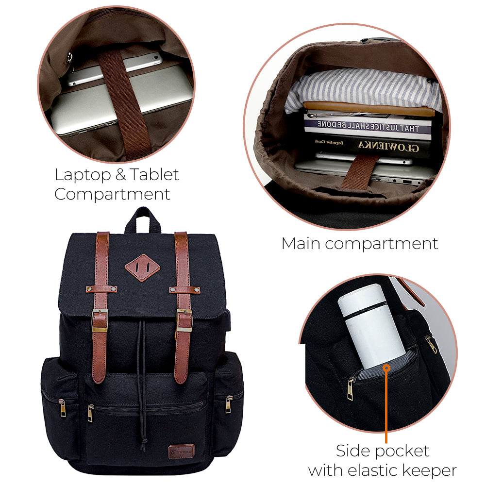 Travel Laptop Backpack Fits 17 Inch Computer & Tablet With USB Charging Port