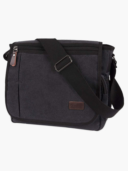 Canvas 13 Inches Shoulder Bag with Bottle Pocket for Men