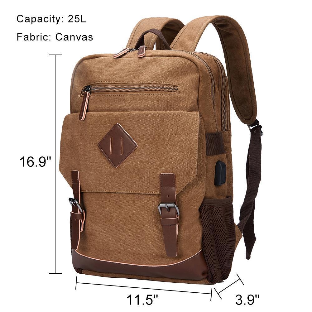 Modoker Canvas Vintage Backpack With USB Charging - Modoker
